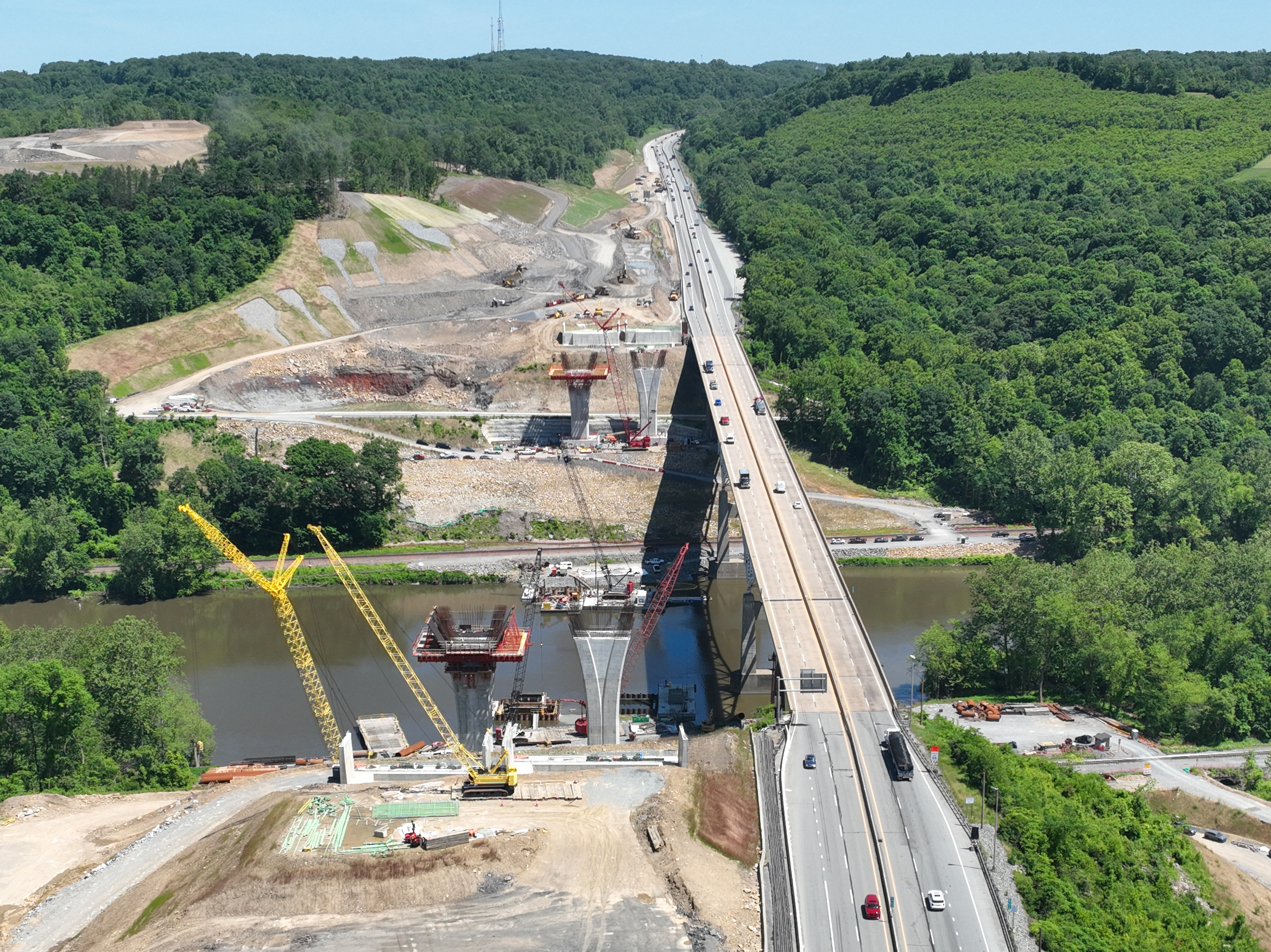 New Beaver River Bridge being constructed adjacent to the current bridge.